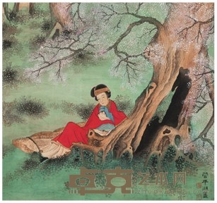 管平湖 梅花仕女 立轴 36.1×39.8cm